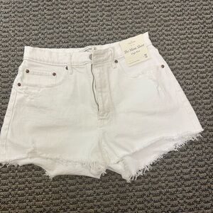 White A&F denim shorts “The Mom High Rise”